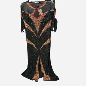CALLINA Dress Maxi Party Black w/Gorgeous! Jewels Crystals NWT Sz 48 L